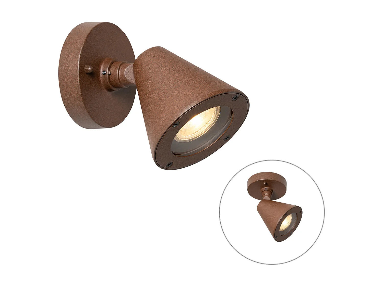 Applique murale extérieure moderne brun rouille IP44 orientable - Ciara