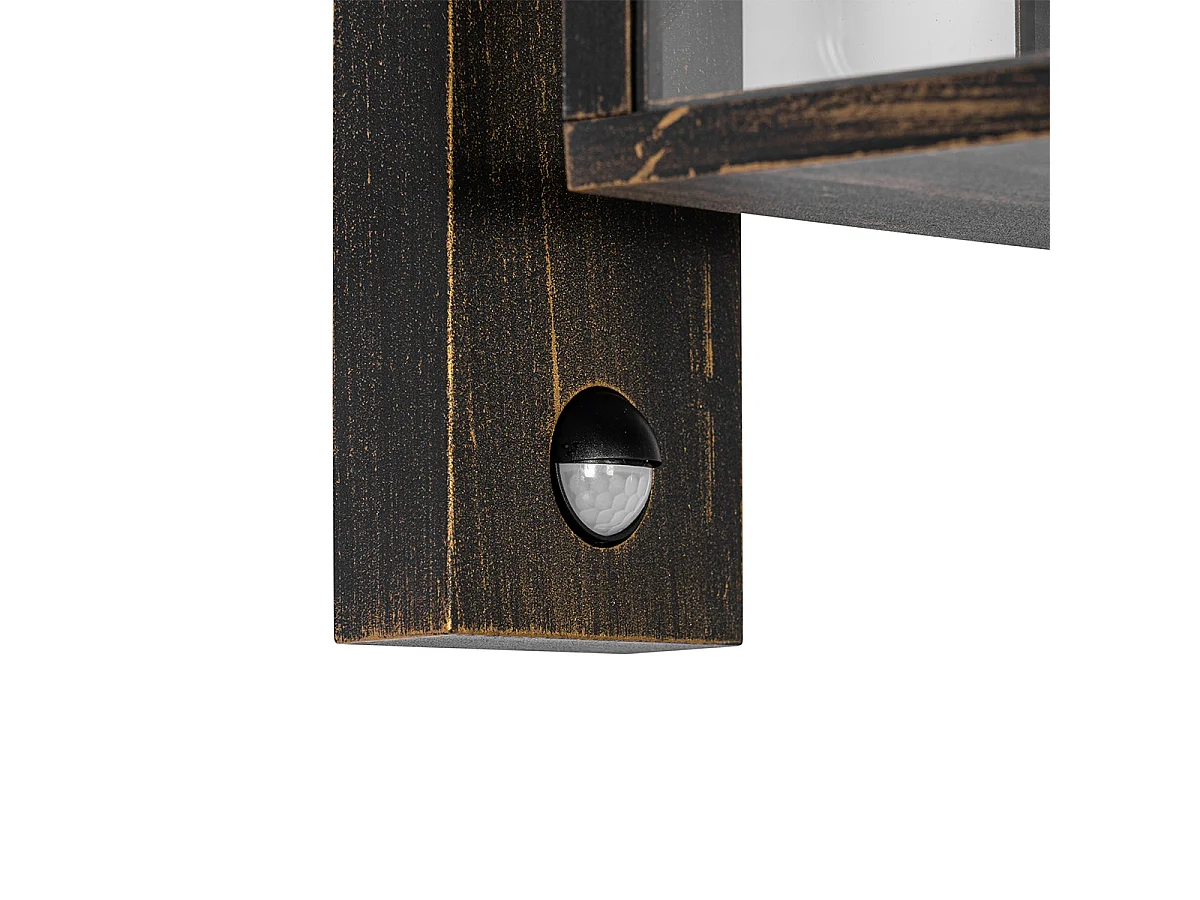 Lanterne murale d'extérieur or antique avec détecteur de mouvement IP44 - Charlois