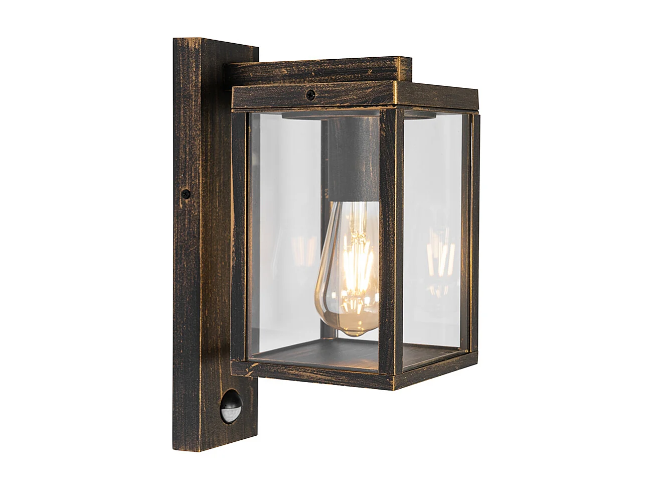 Lanterne murale d'extérieur or antique avec détecteur de mouvement IP44 - Charlois