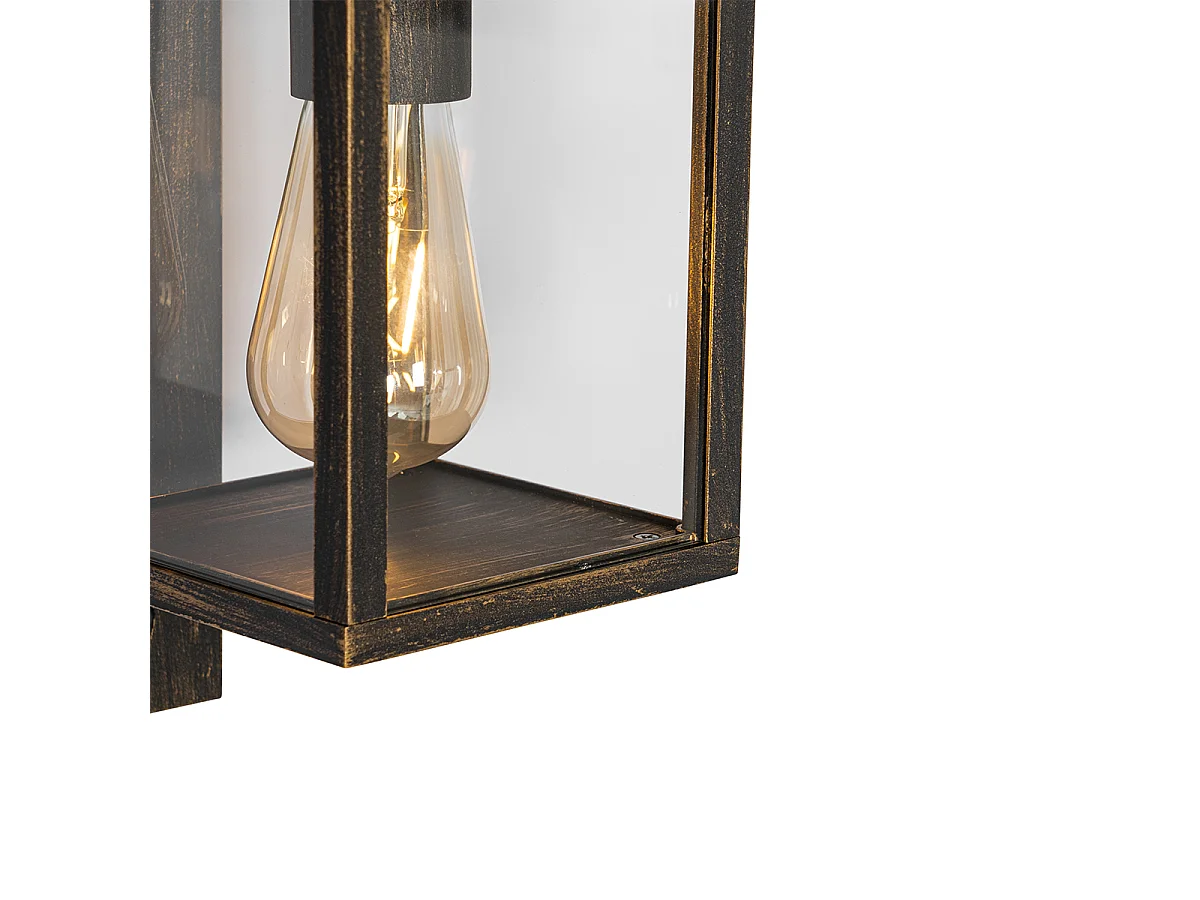 Lanterne murale d'extérieur or antique avec détecteur de mouvement IP44 - Charlois