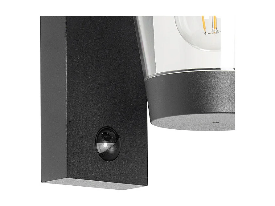 Applique d'extérieur noire IP44 avec détecteur de mouvement - Joren