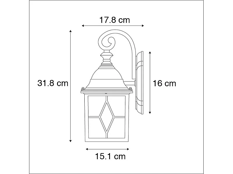 Applique murale extérieure romantique en bronze - Londres
