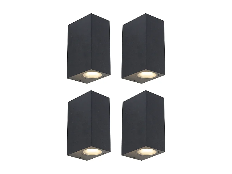 Ensemble de 4 appliques murales modernes noires 2 lumières IP44 - Baleno