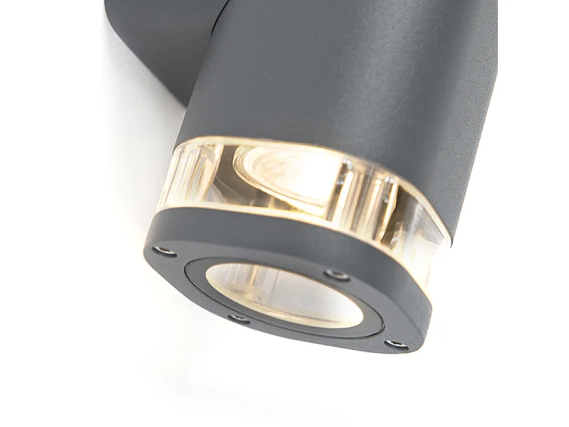 Applique d'extérieur moderne carrée 2 lumières gris foncé - Renard