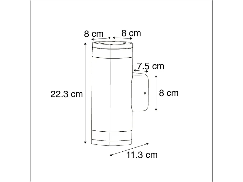 Applique murale extérieure moderne carrée 2 lumières gris foncé - Fox