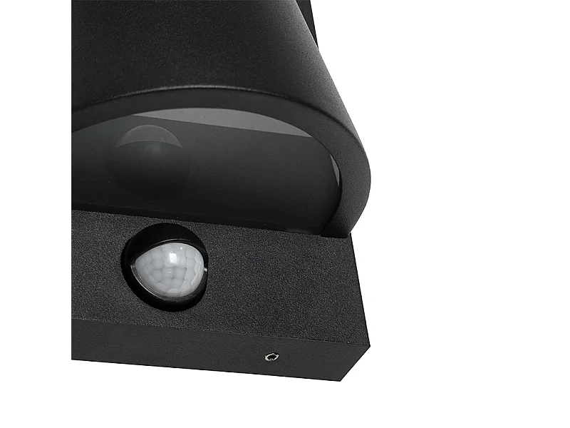 Applique d'extérieur noire IP44 avec détecteur de mouvement - Femke