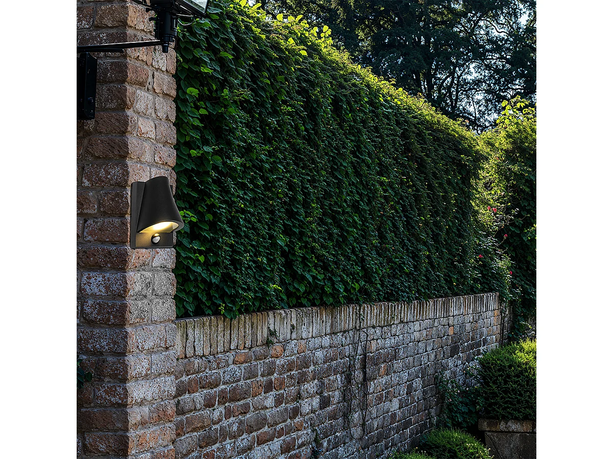 Applique murale extérieure noire IP44 avec détecteur de mouvement - Femke