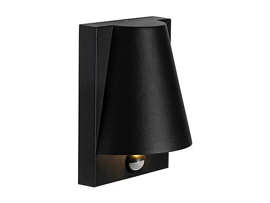 Applique murale extérieure noire IP44 avec détecteur de mouvement - Femke