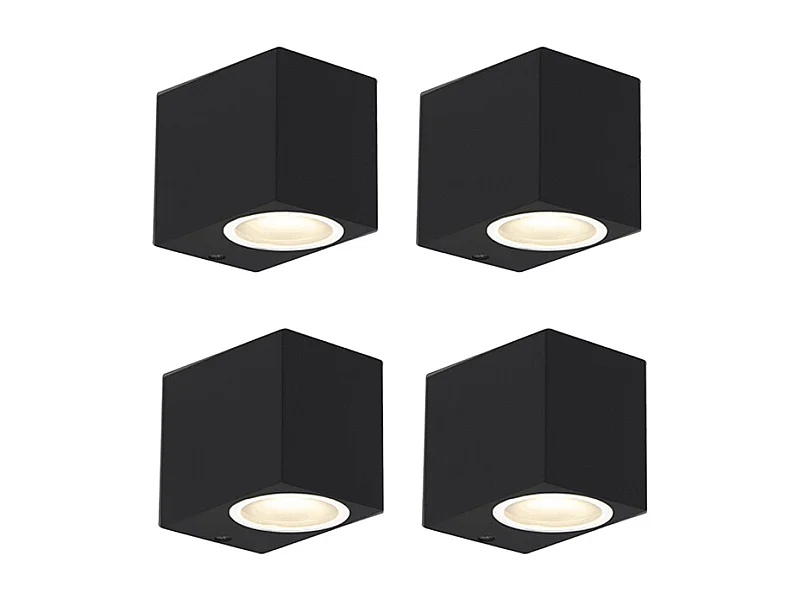 Ensemble de 4 appliques murales modernes noires IP44 - Baleno