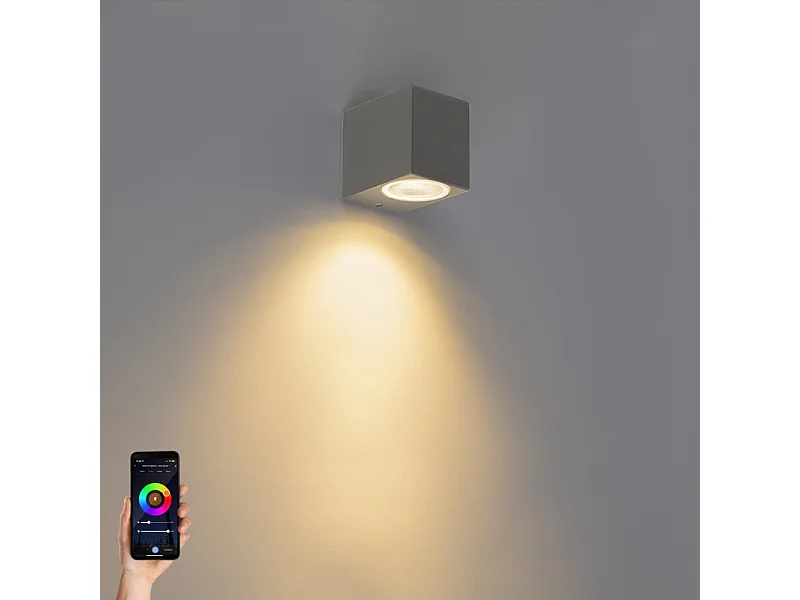 Applique murale intelligente noire avec WiFi GU10 IP44 - Baleno
