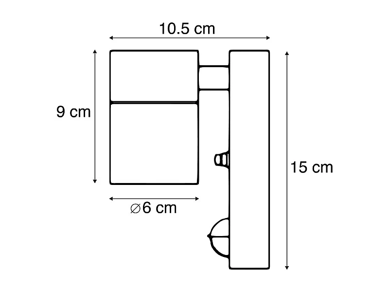 Applique murale extérieure anthracite IP44 avec détecteur de mouvement - Solo