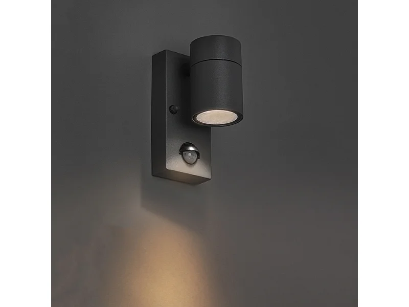 Applique d'extérieur anthracite IP44 avec détecteur de mouvement - Solo