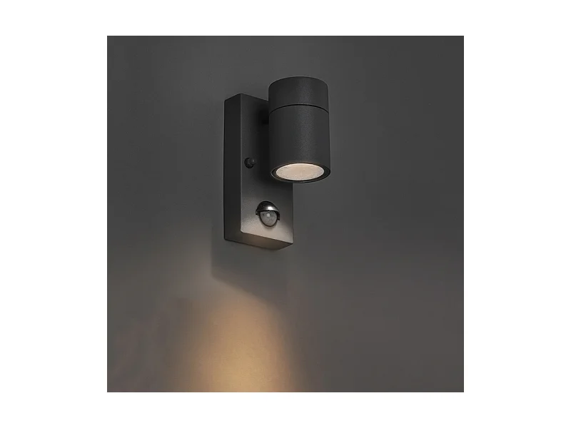 Applique d'extérieur anthracite IP44 avec détecteur de mouvement - Solo