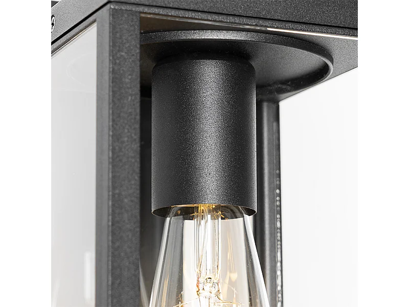 Lanterne murale d'extérieur noire avec détecteur de mouvement IP44 - Charlois