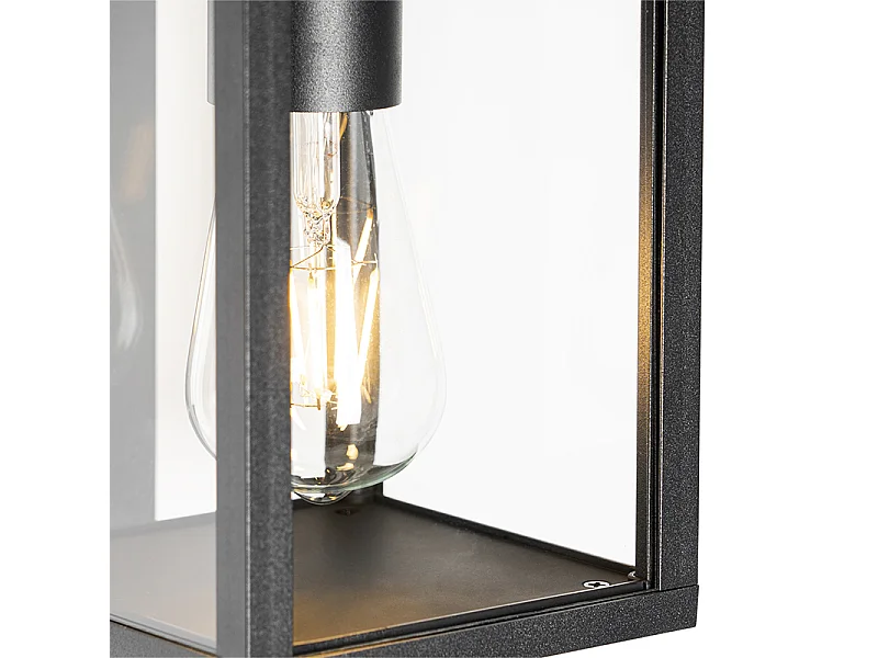 Lanterne murale d'extérieur noire avec détecteur de mouvement IP44 - Charlois