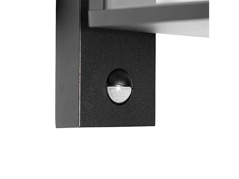 Lanterne murale d'extérieur noire avec détecteur de mouvement IP44 - Charlois