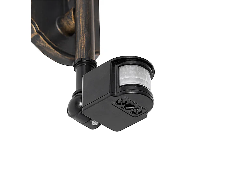 Applique d'extérieur or antique IP44 avec détecteur de mouvement - Daphné