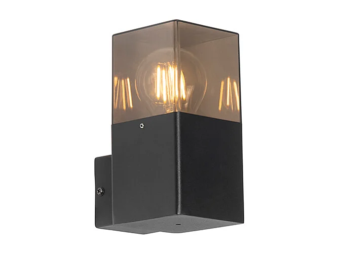 Applique murale extérieure moderne noire IP44 avec verre fumé - Danemark
