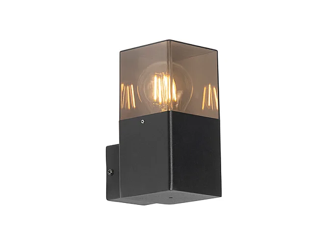 Applique d'extérieur moderne noire IP44 avec effet verre fumé - Danemark
