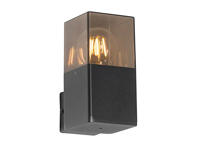 Applique murale extérieure moderne noire IP44 avec verre fumé - Danemark