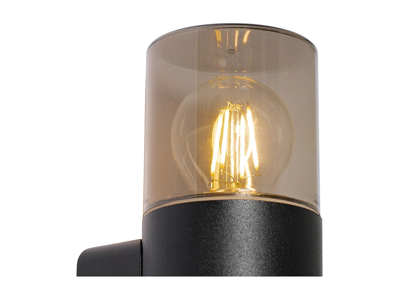 Applique murale extérieure moderne noire avec abat-jour fumé IP44 - Odense