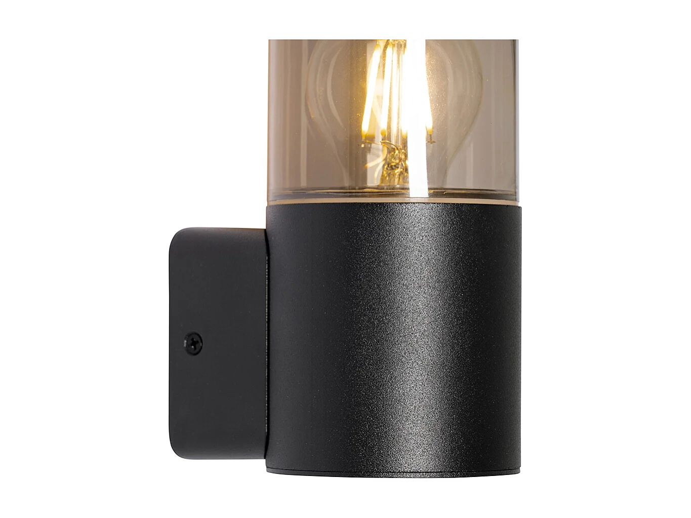 Applique murale extérieure moderne noire avec abat-jour fumé IP44 - Odense