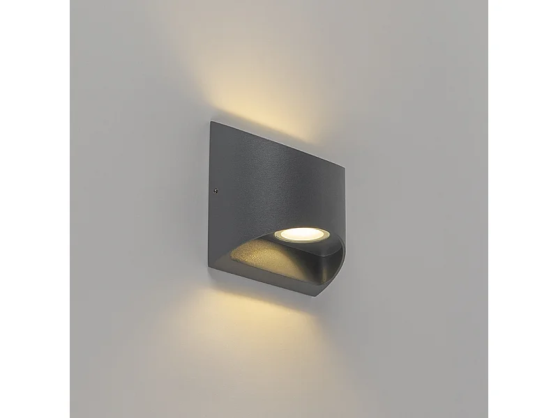 Applique murale d'extérieur moderne gris foncé avec LED 2 lumières IP54 - Mal