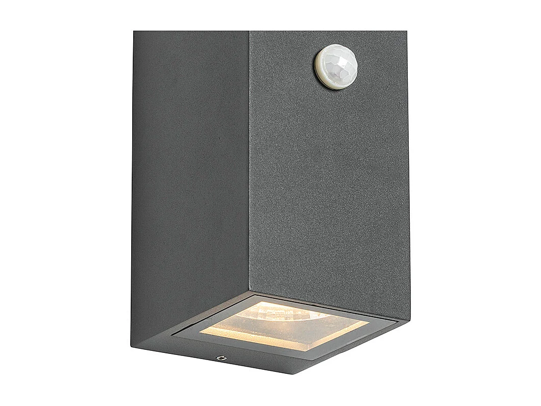 Applique murale gris foncé avec 2 lumières IP44 avec détecteur de mouvement - Baleno