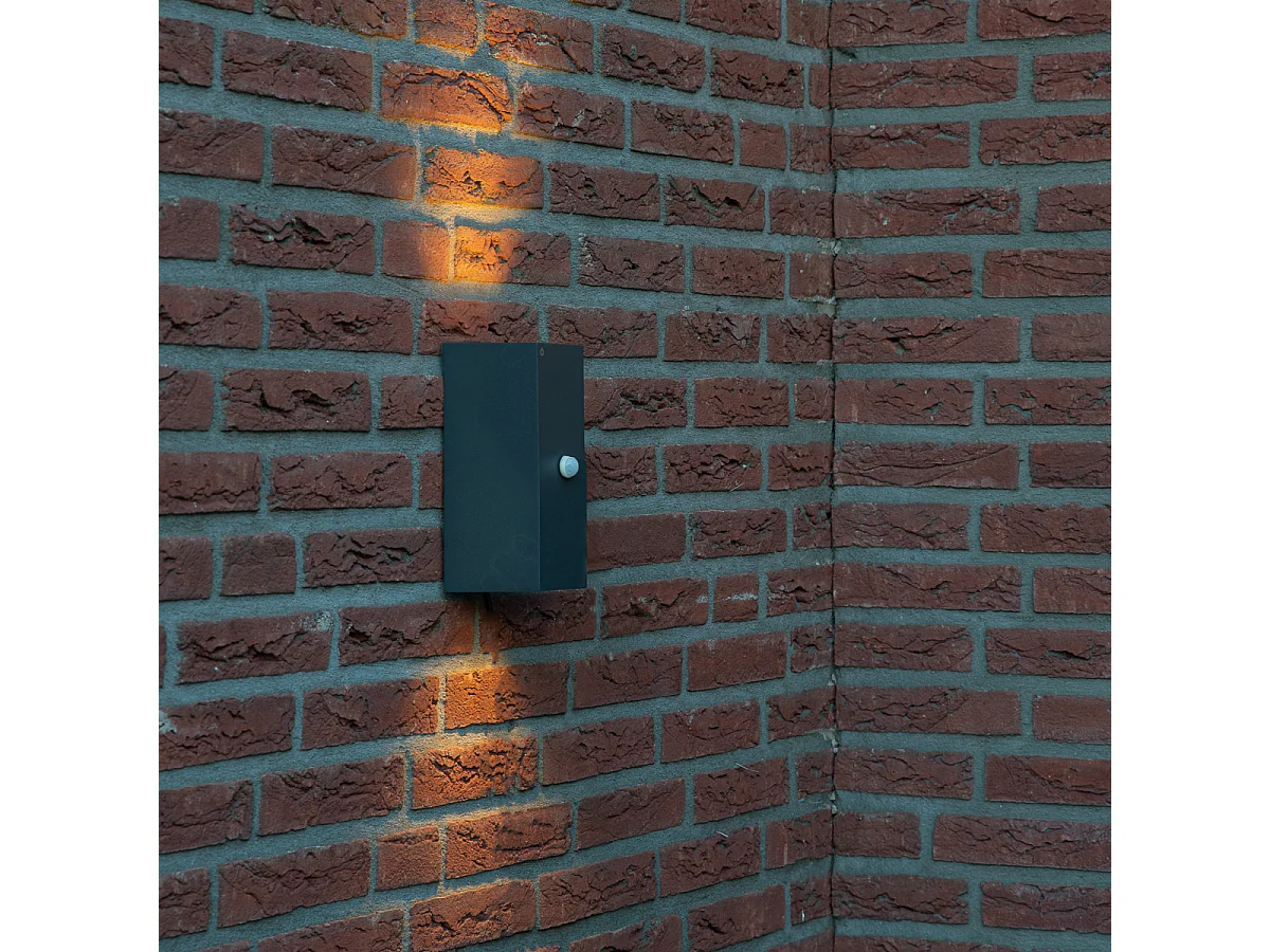 Applique murale gris foncé avec 2 lumières IP44 avec détecteur de mouvement - Baleno