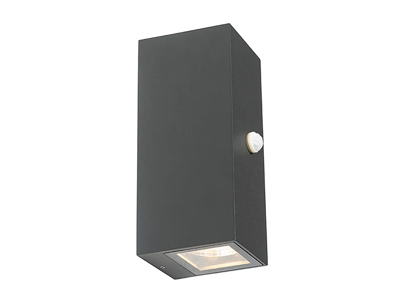 Applique murale gris foncé avec 2 lumières IP44 avec détecteur de mouvement - Baleno