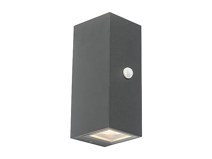 Applique murale gris foncé avec 2 lumières IP44 avec détecteur de mouvement - Baleno