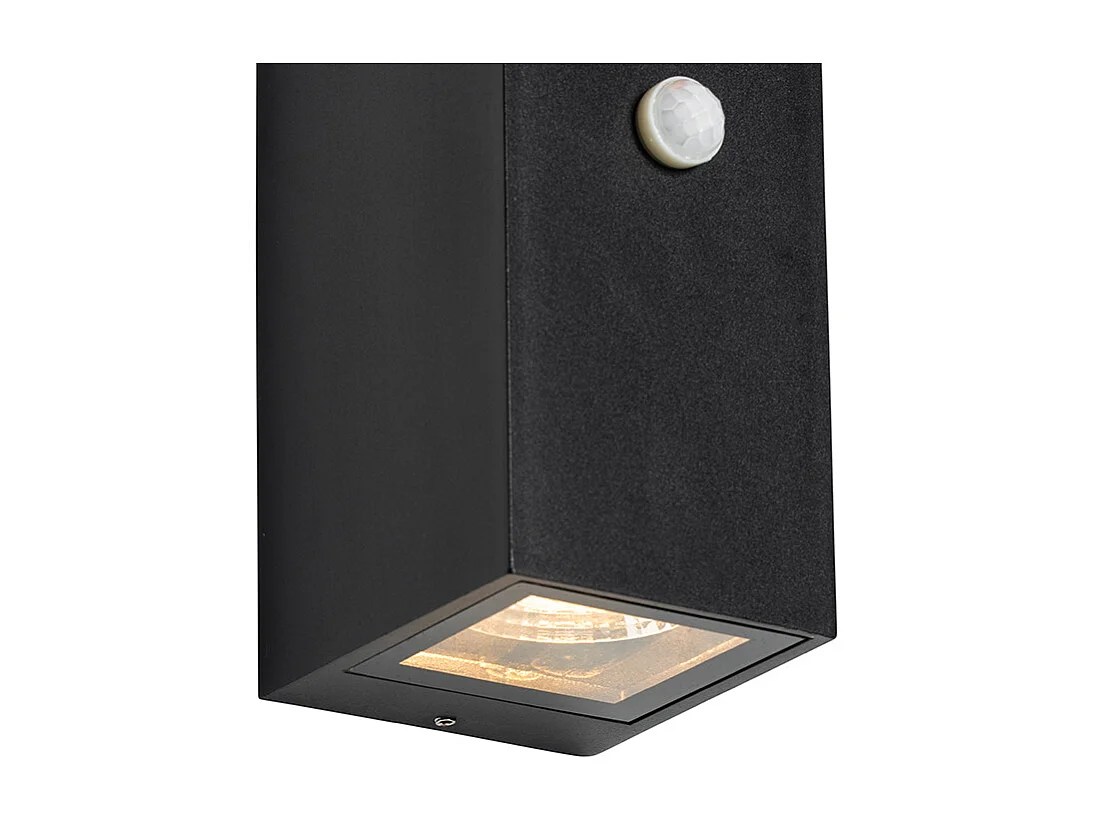 Applique murale noire 2 lumières IP44 avec détecteur de mouvement - Baleno