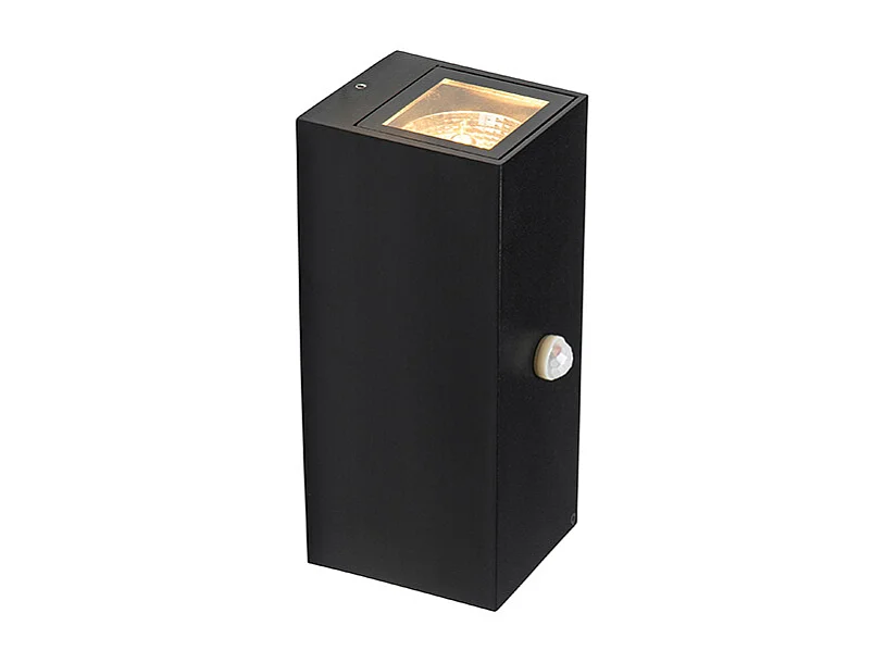 Applique murale noire 2 lumières IP44 avec détecteur de mouvement - Baleno