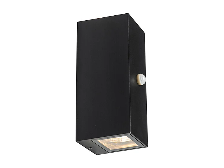 Applique murale noire 2 lumières IP44 avec détecteur de mouvement - Baleno