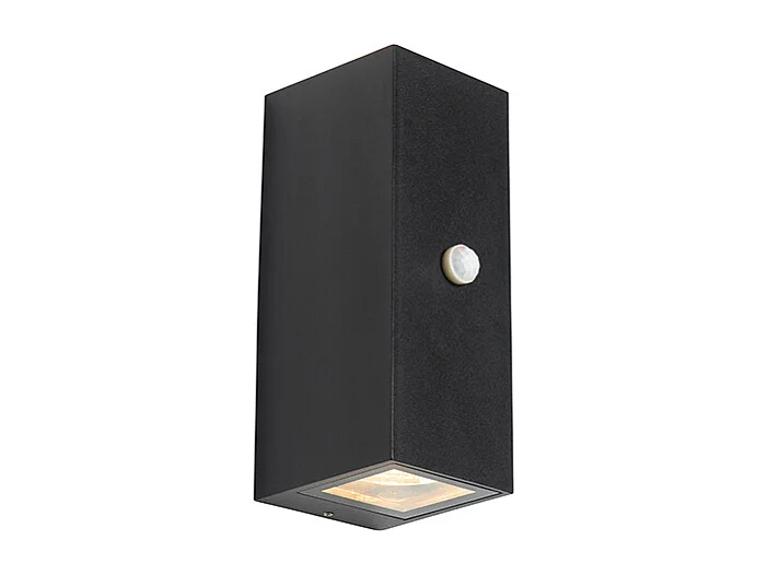 Applique murale noire 2 lumières IP44 avec détecteur de mouvement - Baleno