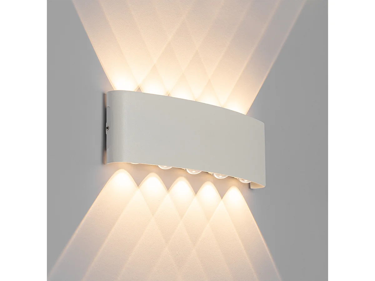 Applique murale d'extérieur blanche avec LED 10 lumières IP54 - Silly