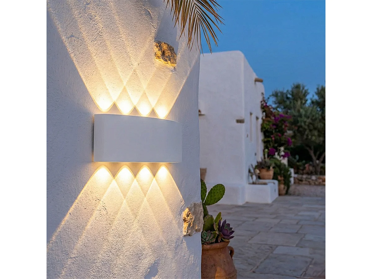 Applique murale d'extérieur blanche avec LED 10 lumières IP54 - Silly