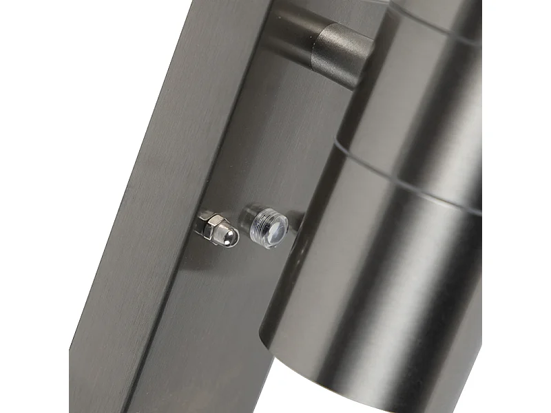 Applique murale d'extérieur en acier 2 lumières IP44 avec capteur crépusculaire - Duo