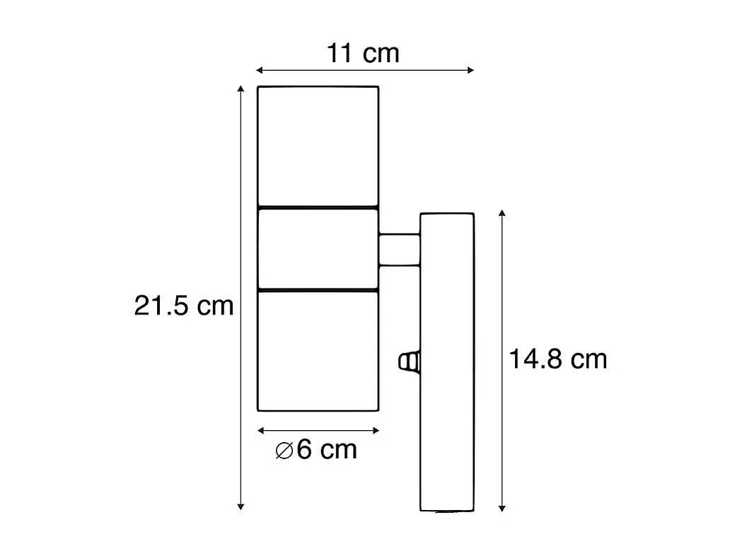 Applique murale d'extérieur en acier 2 lumières IP44 avec capteur crépusculaire - Duo