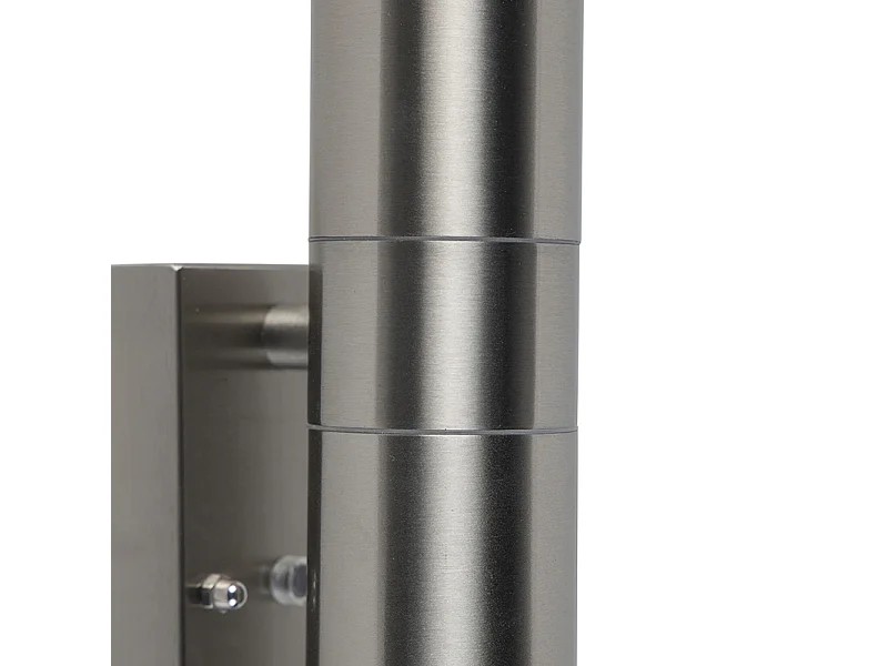 Applique murale d'extérieur en acier 2 lumières IP44 avec capteur crépusculaire - Duo