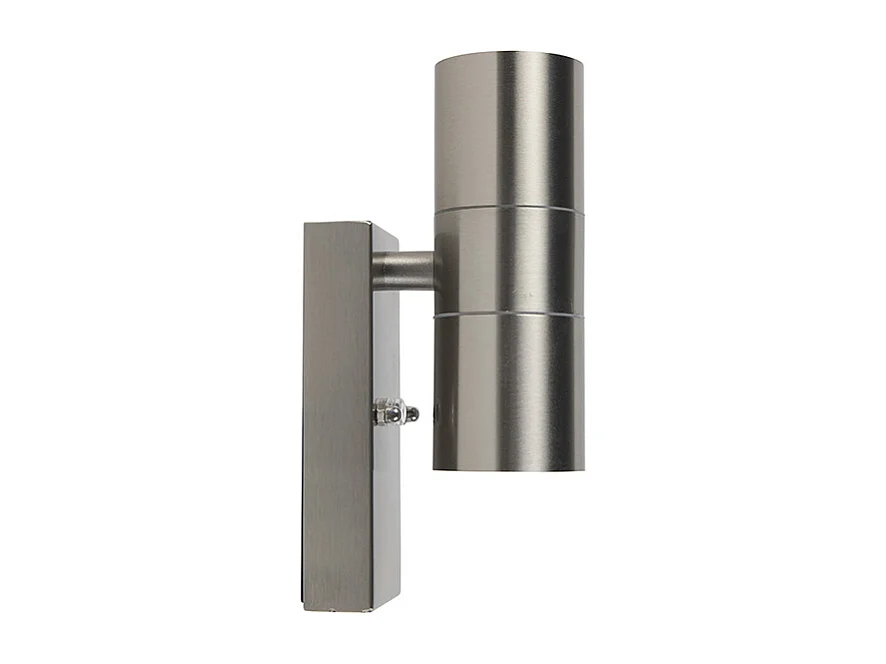 Applique murale d'extérieur en acier 2 lumières IP44 avec capteur crépusculaire - Duo