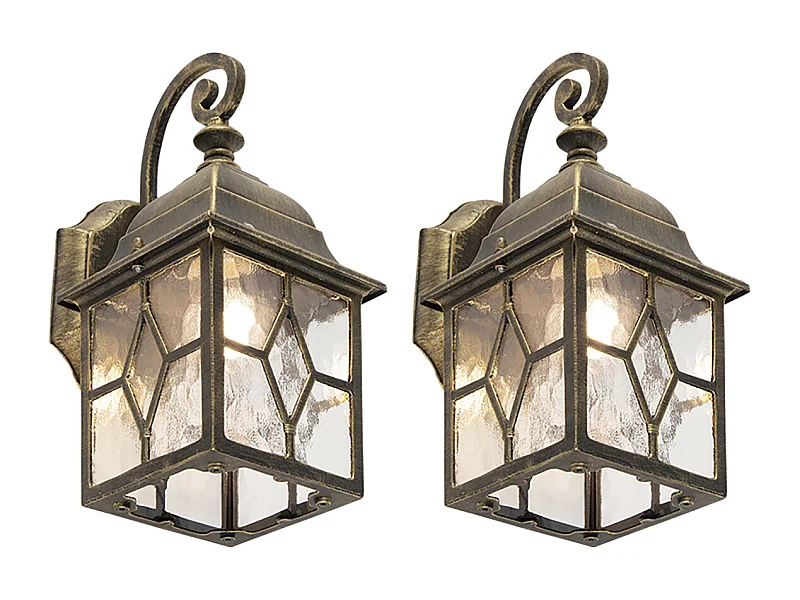 Lot de 2 lanternes murales d'extérieur romantiques bronze - Londres