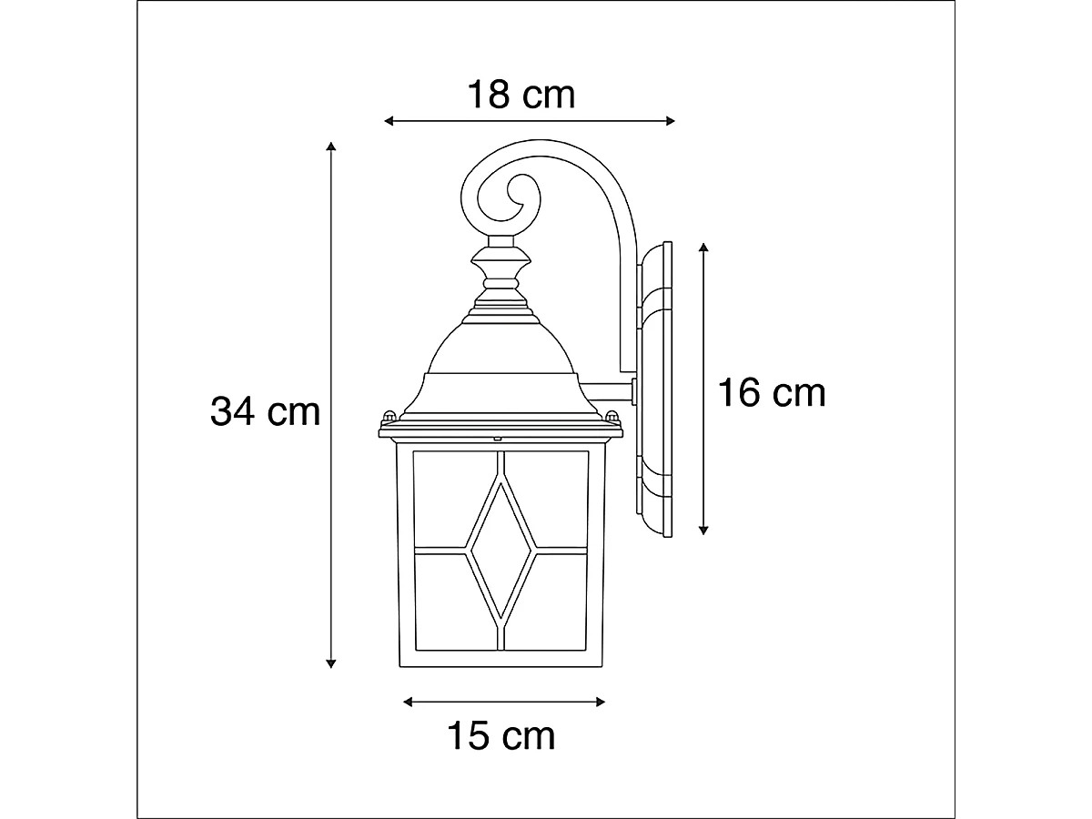 Ensemble de 2 appliques murales d'extérieur romantiques en bronze - Londres