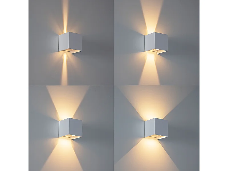 Applique d'extérieur blanche avec LED 2 lumières IP54 - Edwin