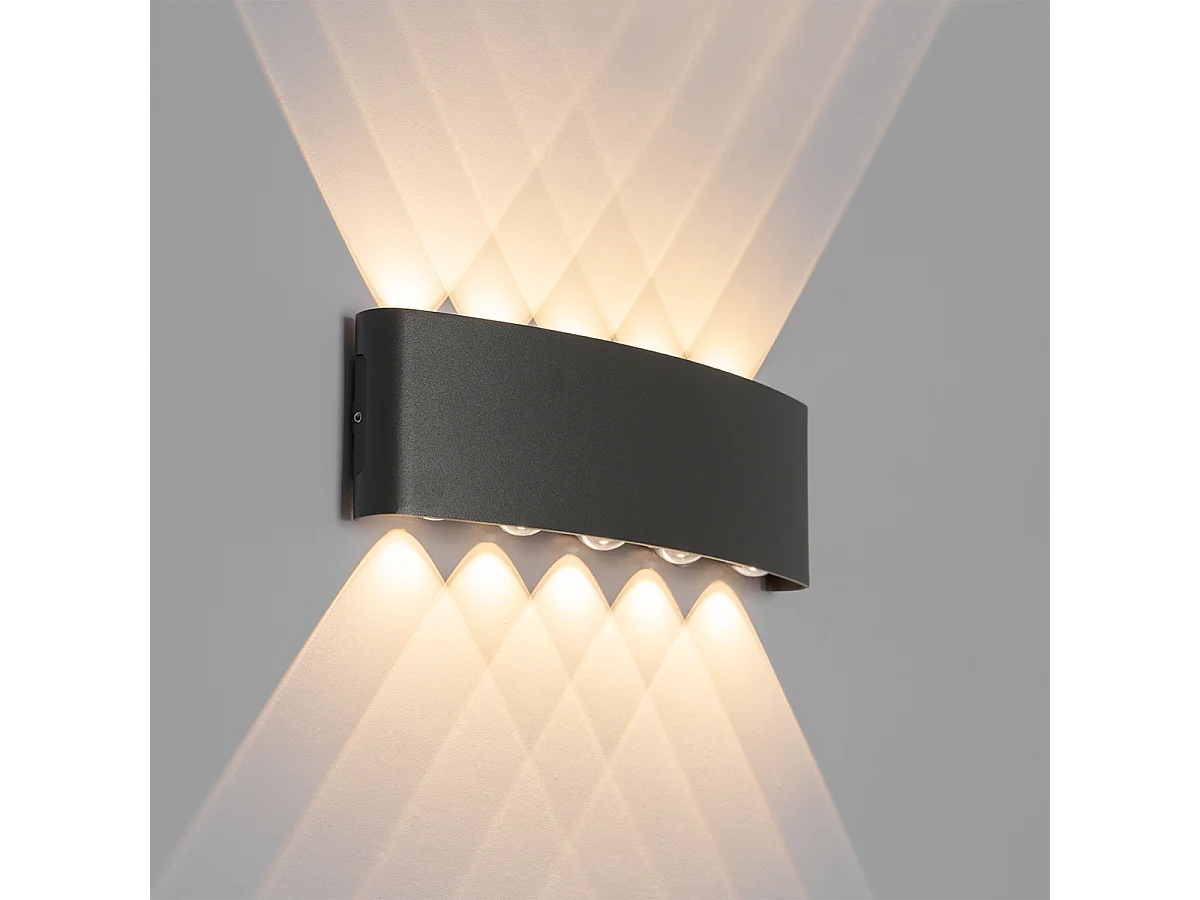 Applique d'extérieur gris foncé avec LED 10 lumières IP54 - Silly