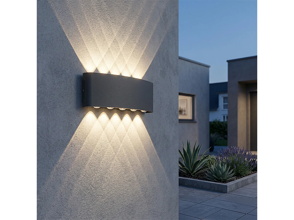 Applique murale d'extérieur gris foncé avec LED 10 lumières IP54 - Silly