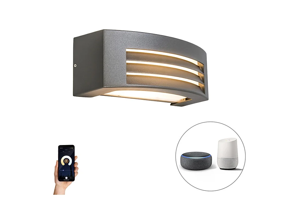 Applique murale intelligente anthracite IP44 avec Wifi P45 - Hurricane 1