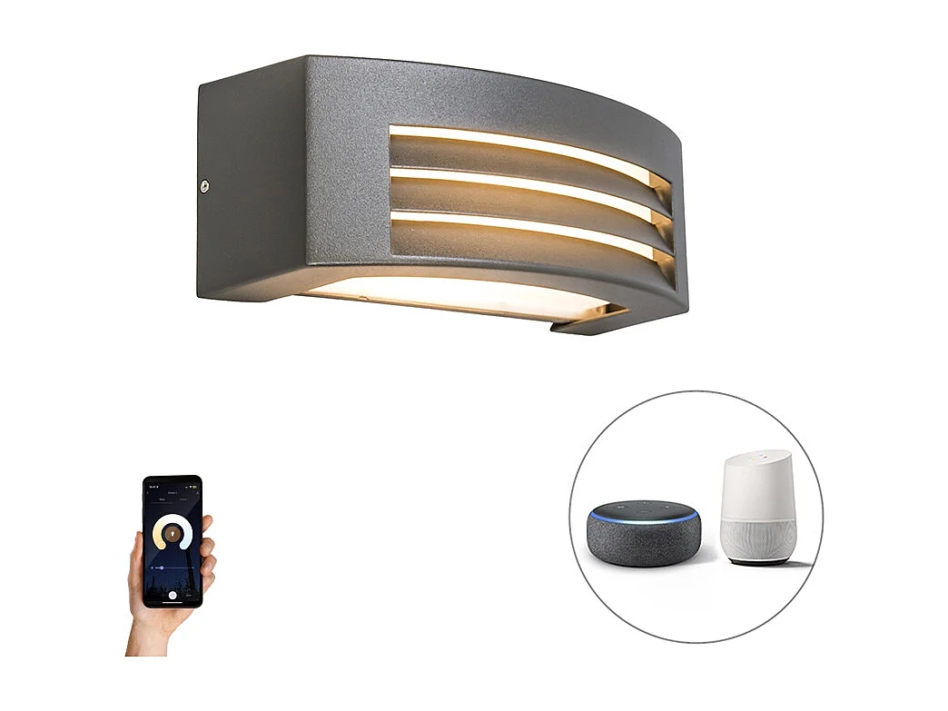 Applique murale intelligente anthracite IP44 avec Wifi P45 - Hurricane 1