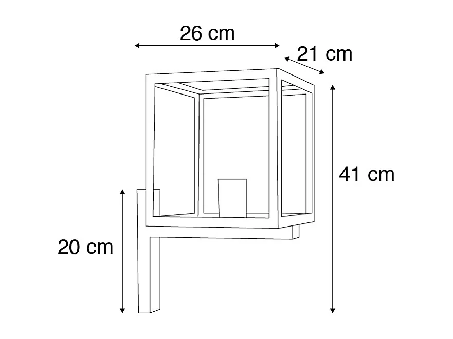 Applique murale extérieure carrée industrielle noire IP23 - Rotterdam