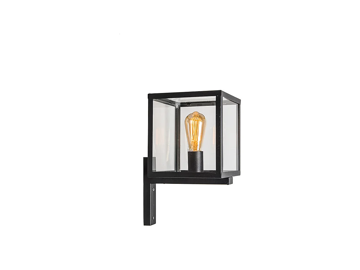 Applique d'extérieur carrée industrielle noire IP23 - Rotterdam